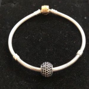 AUTHENTIC Pandora black crystal pavé lights charm